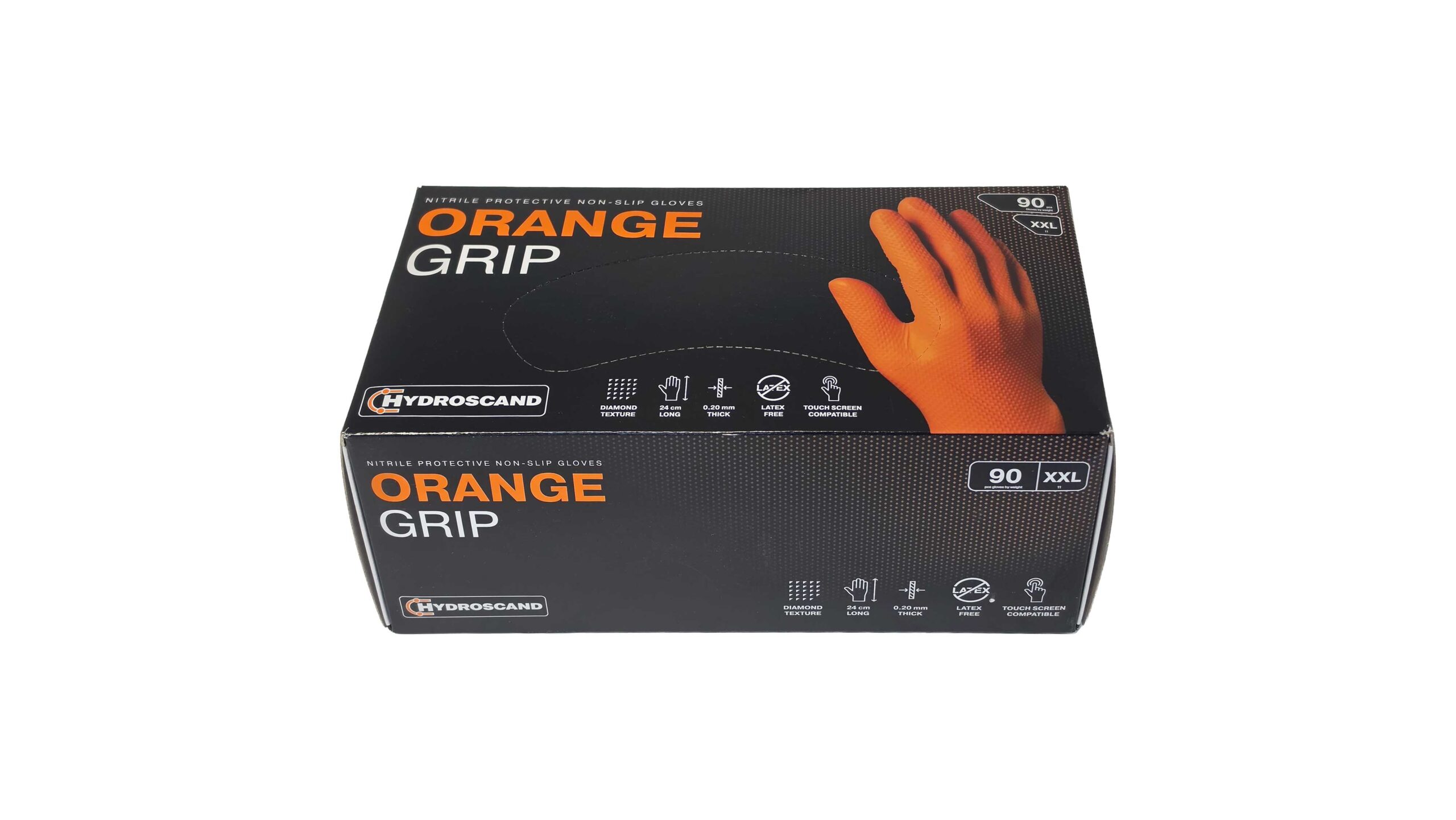 Hydroscand Nitrilhanske Orange Grip 90 stk str XXL